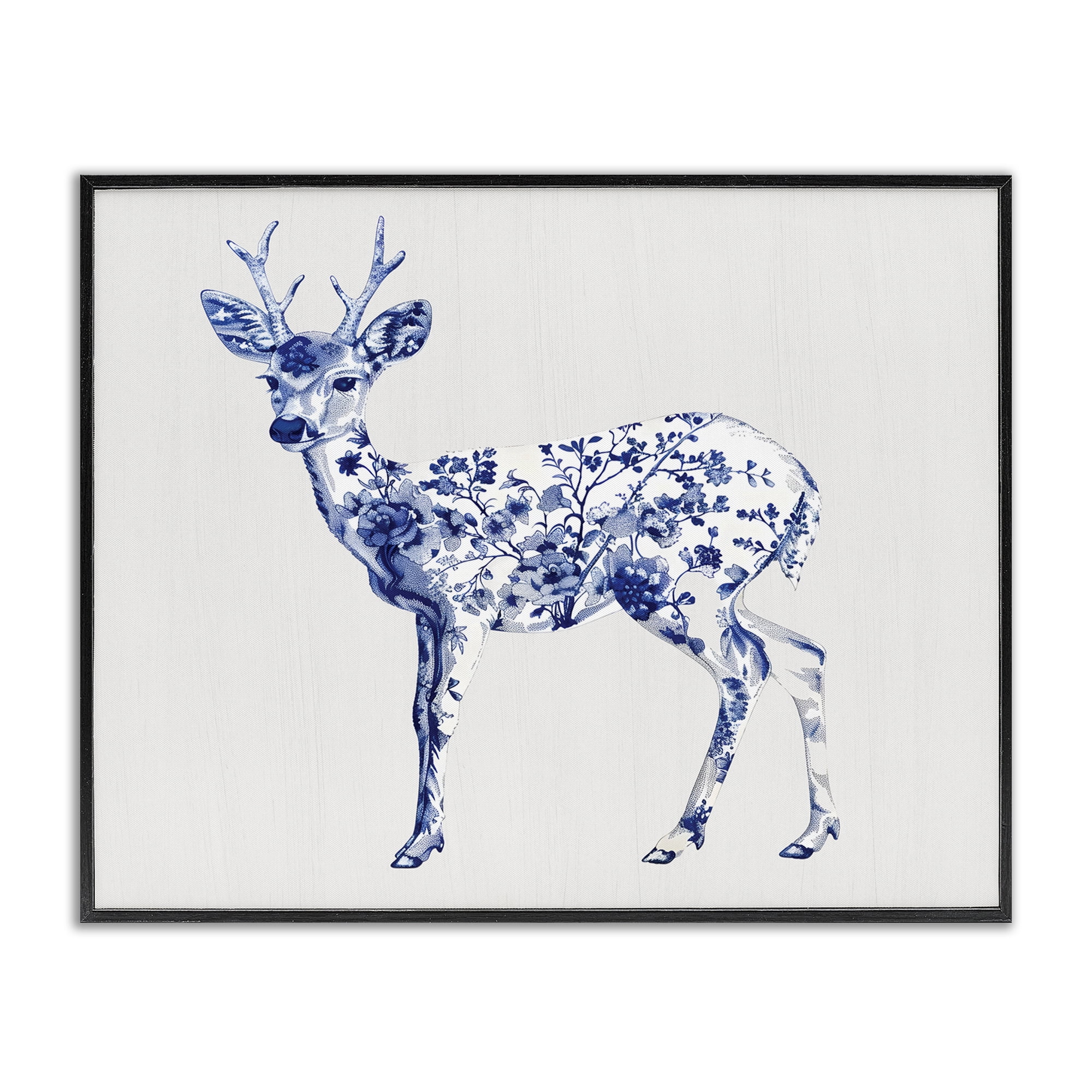 Graceful Toile Deer Black Framed Giclee Art, design by Lettered and Lined