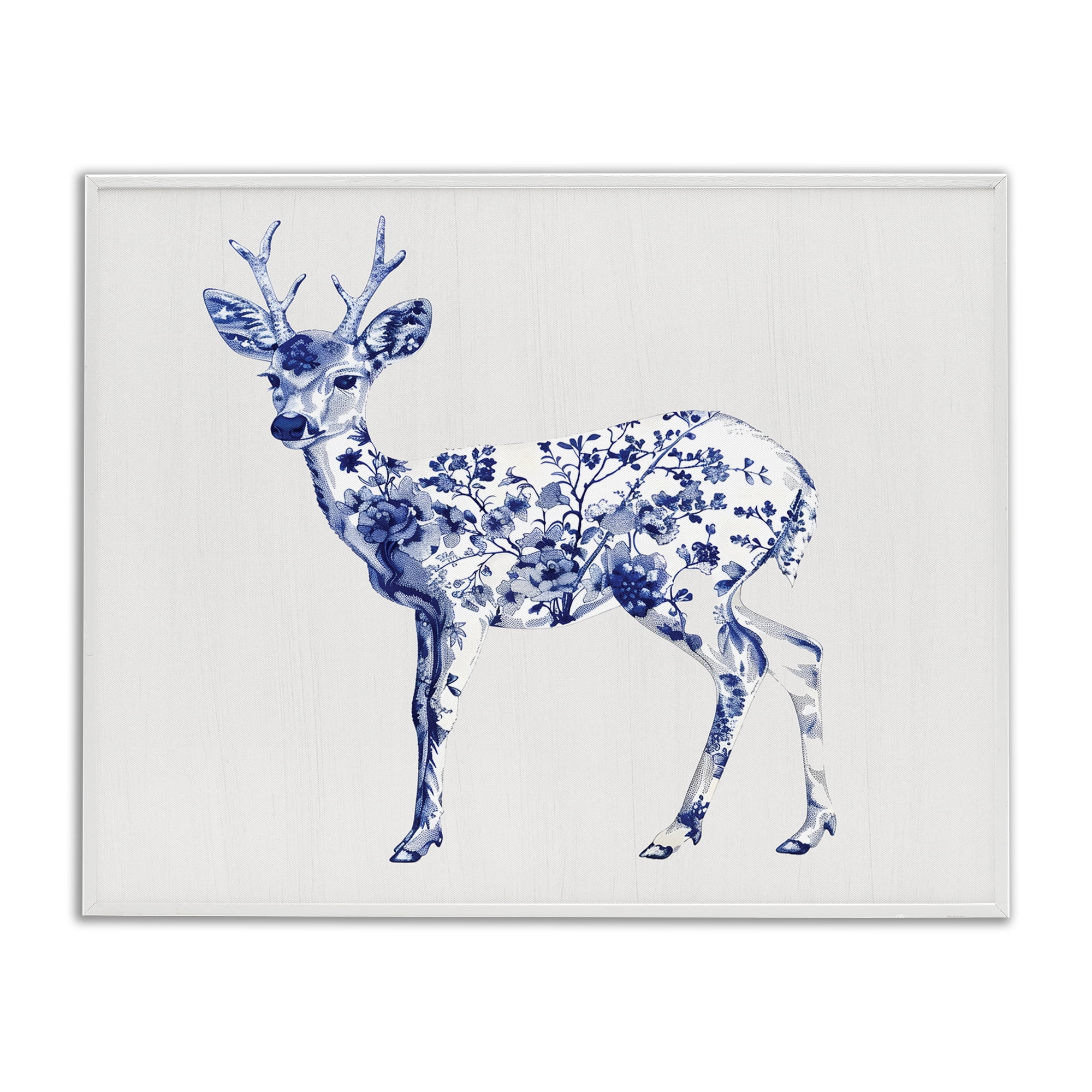 Graceful Toile Deer White Framed Giclee Art, design by Lettered and Lined