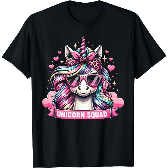 Graceful Unicorn Squad leopard Bandana Unisex T-Shirt for Men Women Kids Toddler,Black Color,Size M