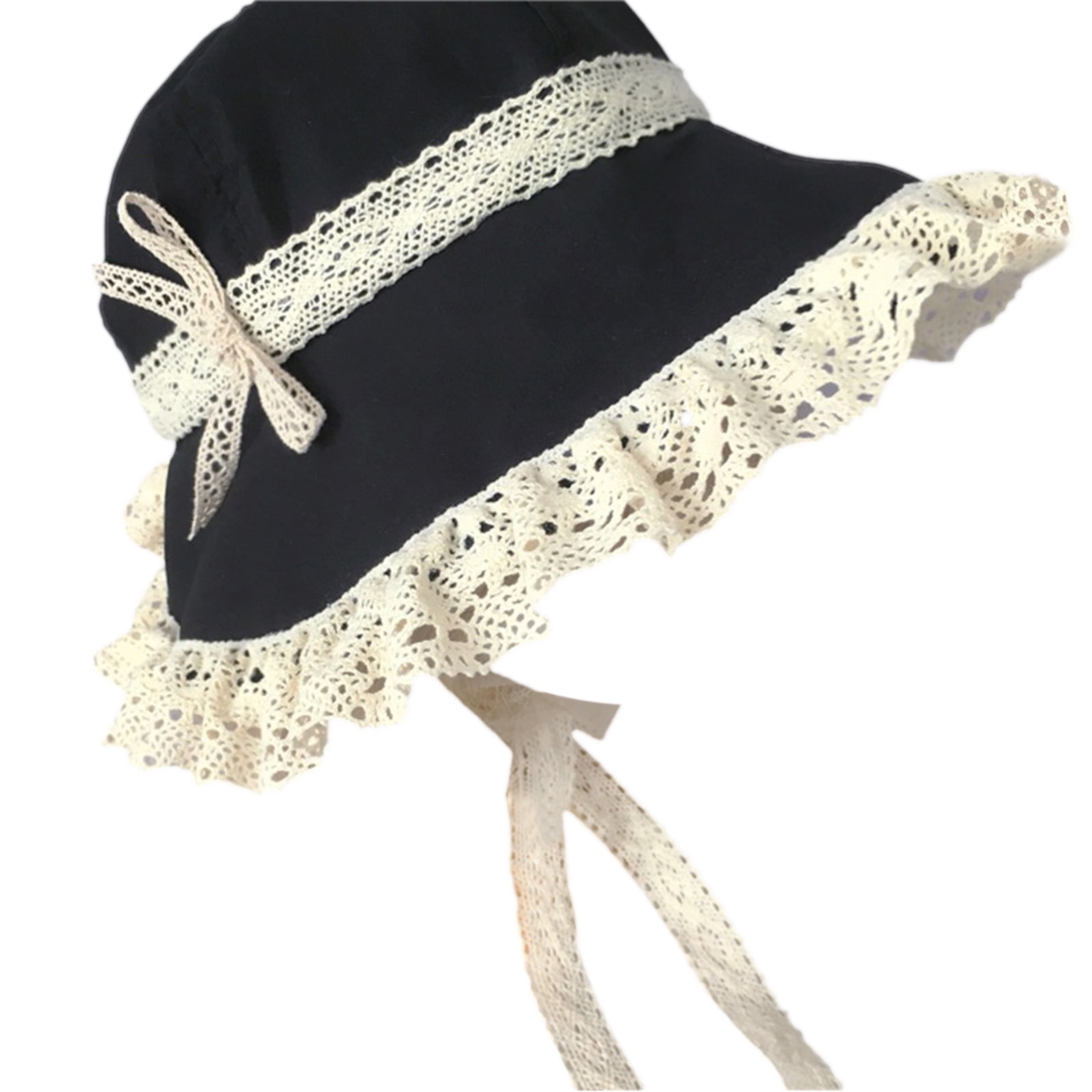 Graceful Victorian Bonnet Hat with Lace Belt Lacy Brim Detail for Women ...