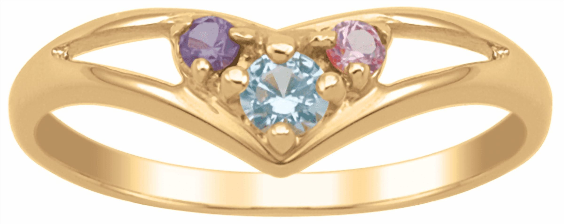 Graceful Split Band Personalized Ring by Jewlster in Gold Plated Sterling Silver
