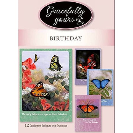 Gracefully Yours "Butterfly" Birthday Cards - 12 Cards & Envelopes