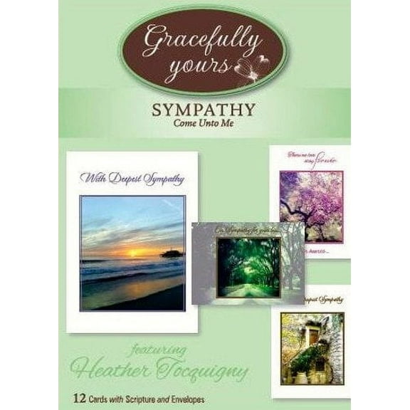 Gracefully Yours Come Unto Me Sympathy Greeting Cards featuring Heather Tocquigny, 12, 4 designs/3 each with Scripture Message