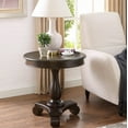 thumbnail image 1 of Gracefully traditional Rene Round Wood Pedestal Side Table|26" around, 1 of 6
