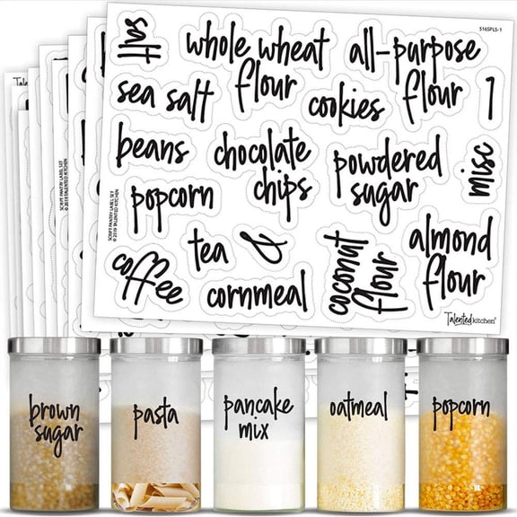 Gracefulvara 8PC Kitchen Pantry Vinyl Decal labels Stickers Jar 2021 Food Containers