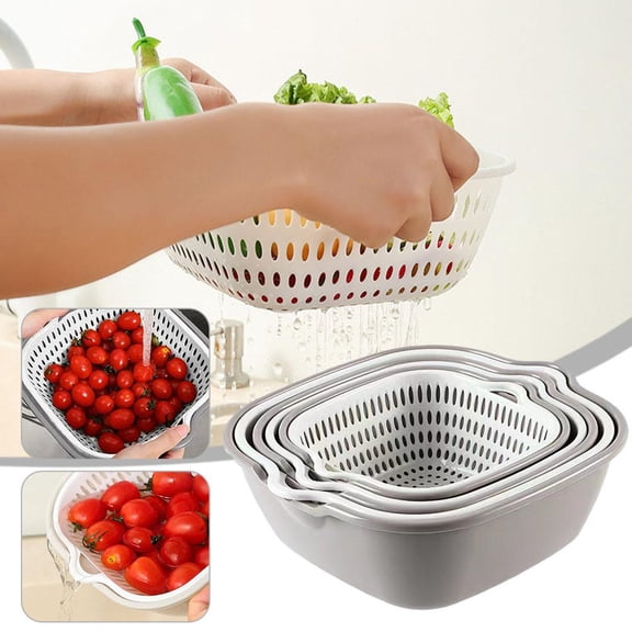 Gracefulvara Doublelayer Drain Basket Sixpiece Thickened Kitchen Vegetable D1P2 Fruit