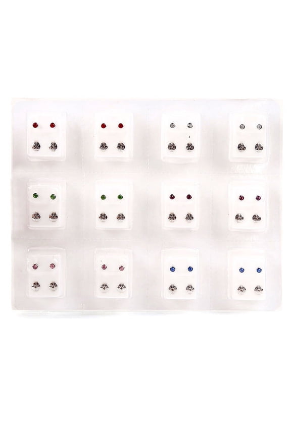 Gracefulvara Starter Earrings for Piercing Ears, Sterilized Piercing Earrings, Ear Stud, Mini, Gold, Studs, 12 Pair Individually Packaged (Multicolor)