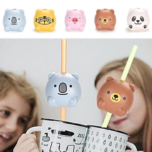 Gracefulvara Surprise Pet Sound Straws Fun Animal shaped Straws for Kids Drinking Habi C5W