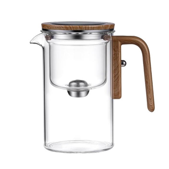 Gracefulvara Witchcraft TeapotMagic TeapotWater Separation Glass Teapot with Wooden Handle Magical Teapot with InfuserEnchantipot Magic PotPress Control Magic Tea Pot For Loose Tea Witchcraft Teapot