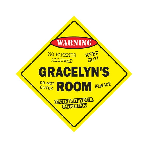 Gracelyn's Room Sign Crossing Zone Xing | Indoor/Outdoor | 17" Tall kids bedroom decor door children's name boy girl
