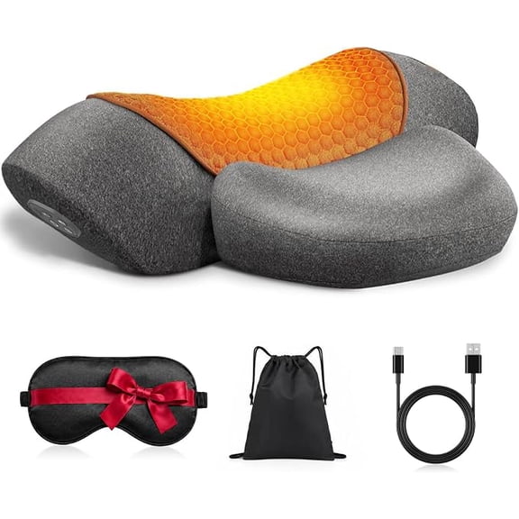 Gracetop Cordless Heated Neck Massager Pillow for Pain Relief Deep Tissue, 3-in-1 Rechargeable Neck Cervical Traction Device with Heat, Massage, Electric Stretch, Ergonomic Shoulder Relaxer,Grey