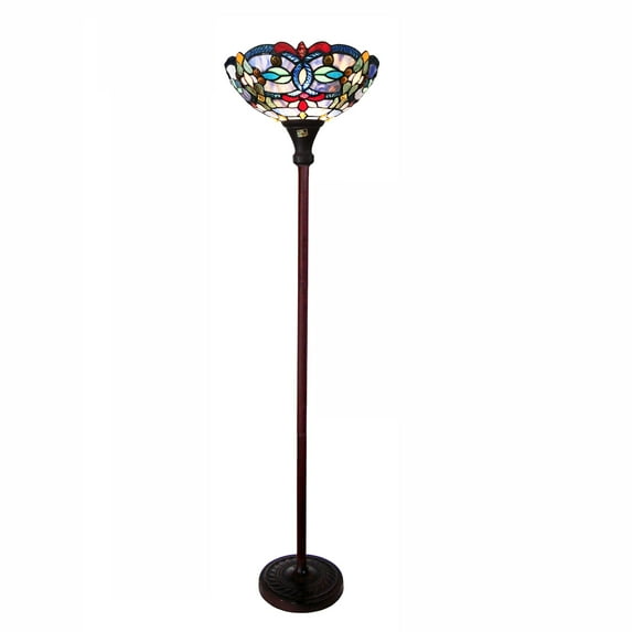 Gracewood Hollow Chopra Tiffany-style Antique Bronze Floor Lamp