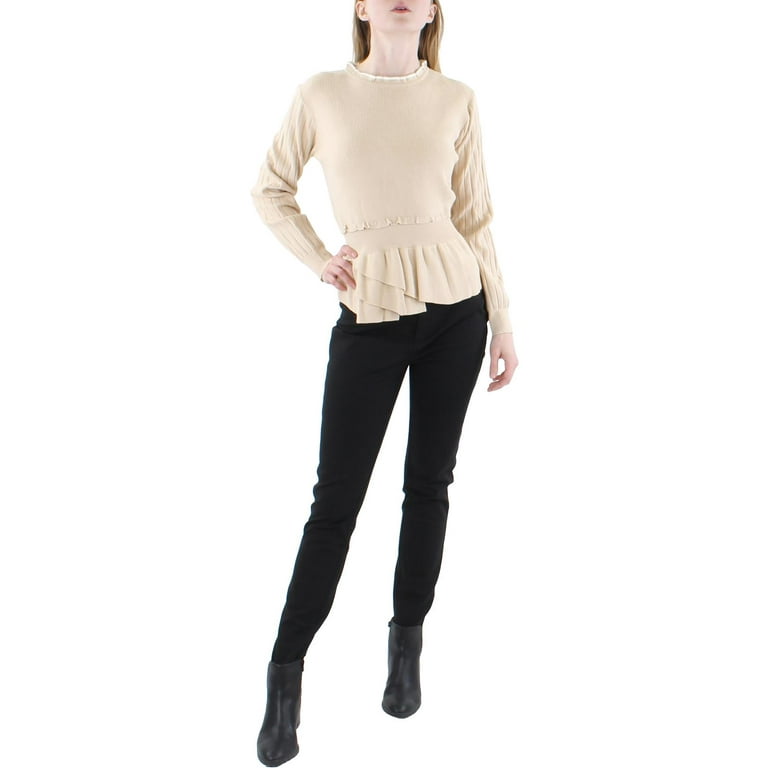 Gracia Womens Ruffled Peplum Pullover Sweater Walmart