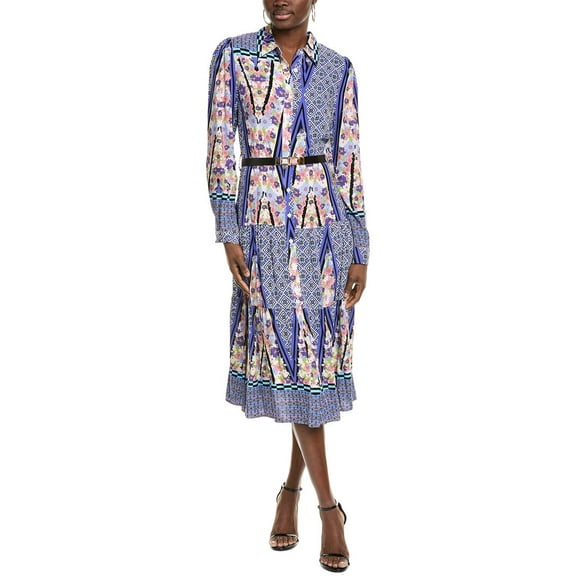 Gracia womens  A-Line Buckle Belt Midi Dress, s, Purple