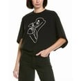 thumbnail image 1 of Gracia womens  Abstract Face Embroidered Puff Sleeve Top, s, Black, 1 of 3