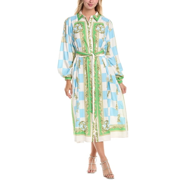 Gracia womens  Balloon Sleeve Shirtdress, l, Blue