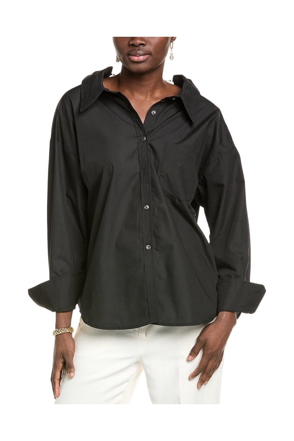 womens  Big Bow Back Pearl Strand Top, m, Black