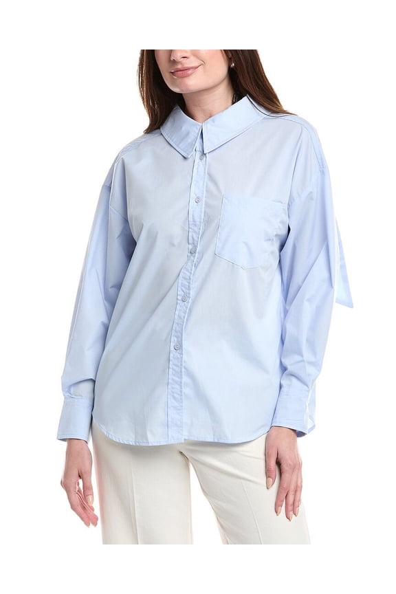 womens  Big Bow Back Pearl Strand Top, m, Blue