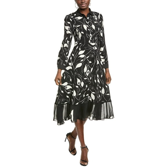 Gracia womens Button Front Midi Dress, s, Black