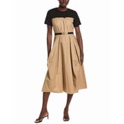 Gracia womens Color Contrast Midi Dress, m, Brown