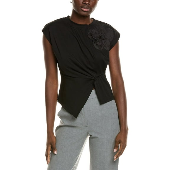 Gracia womens  Draped Cinched Side T-Shirt, m, Black