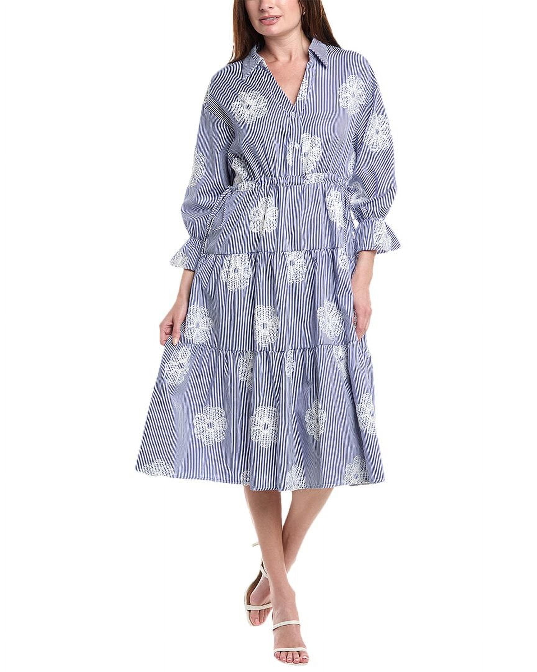 Gracia womens Embroidered Tiered Midi Dress, s, Blue - Walmart Business  Supplies
