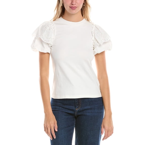 Gracia womens  Eyelet Embroidery Blouse, s, White