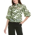 thumbnail image 1 of Gracia womens  Floral Print Sheer Top, s, Green, 1 of 3