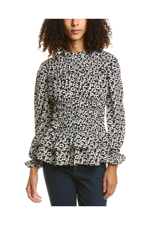 womens  Floral Top, s, Black