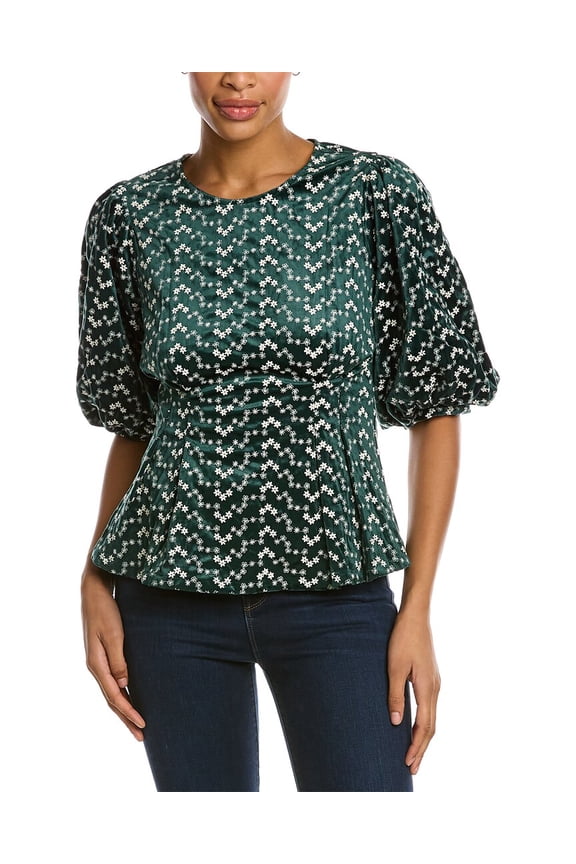 womens Flower Pattern Peplum Style Top, s