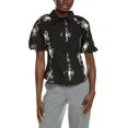thumbnail image 1 of Gracia womens  Flower Stitch Puff Sleeve Shirt, l, Black, 1 of 3