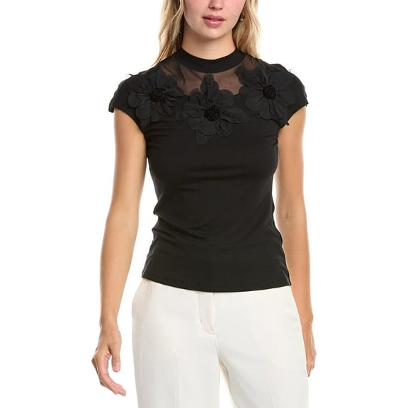 Gracia womens  Flower Top, s, Black