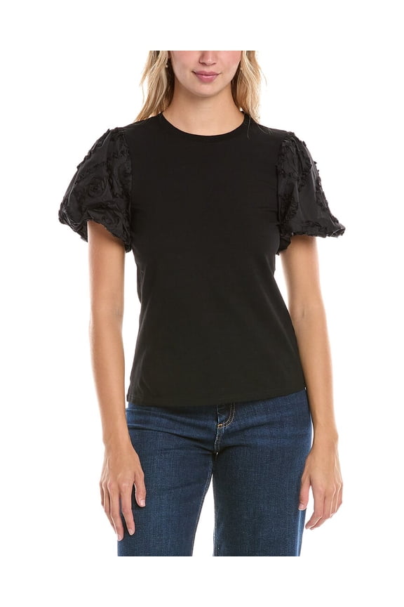 womens  Flower Top, s, Black