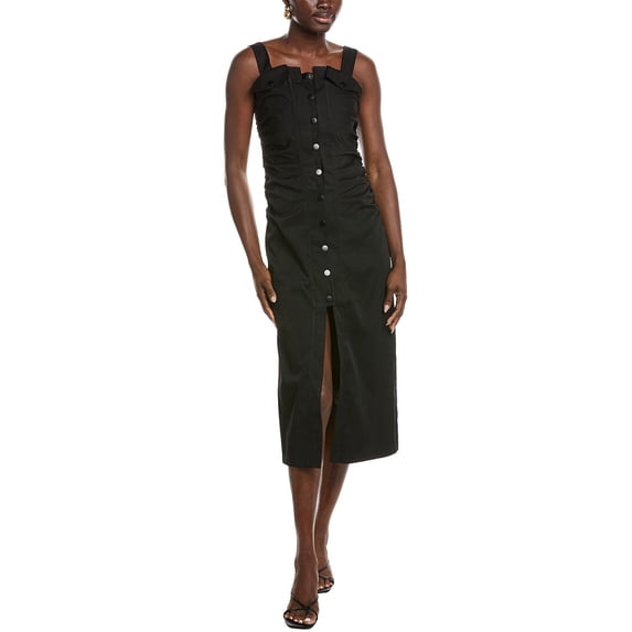Gracia womens Gathered Midi Dress, m, Black