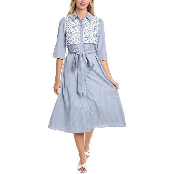 Gracia womens Lace Bib Shirtdress, s, Blue
