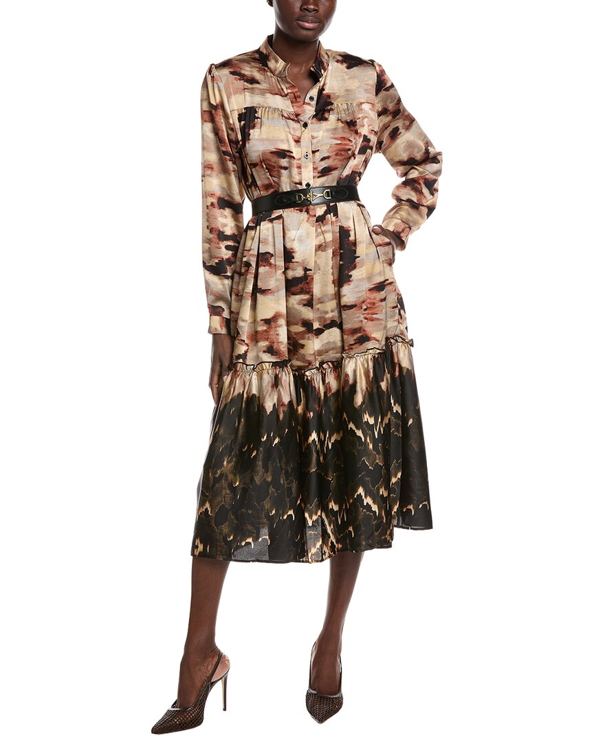 gracia shirt dress Gracia Faux Leather Inset Shirt Dress
