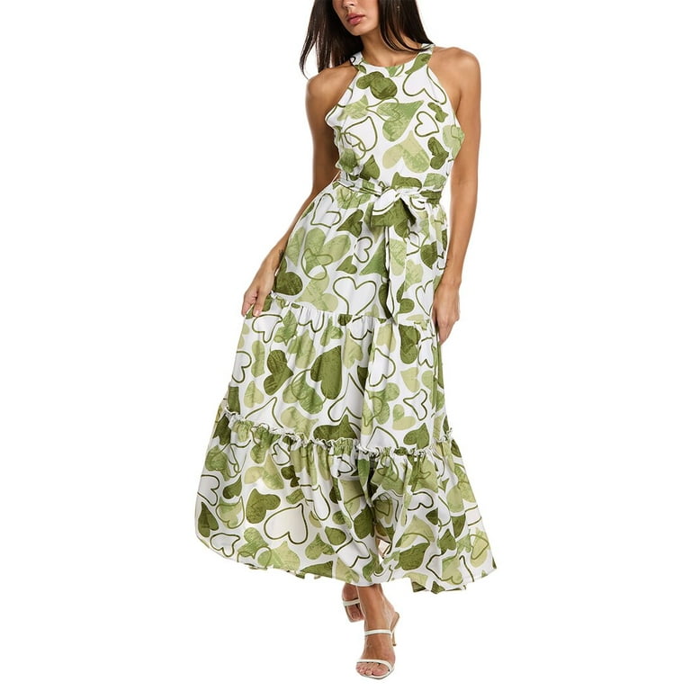 Gracia womens Open Back Maxi Dress M Green