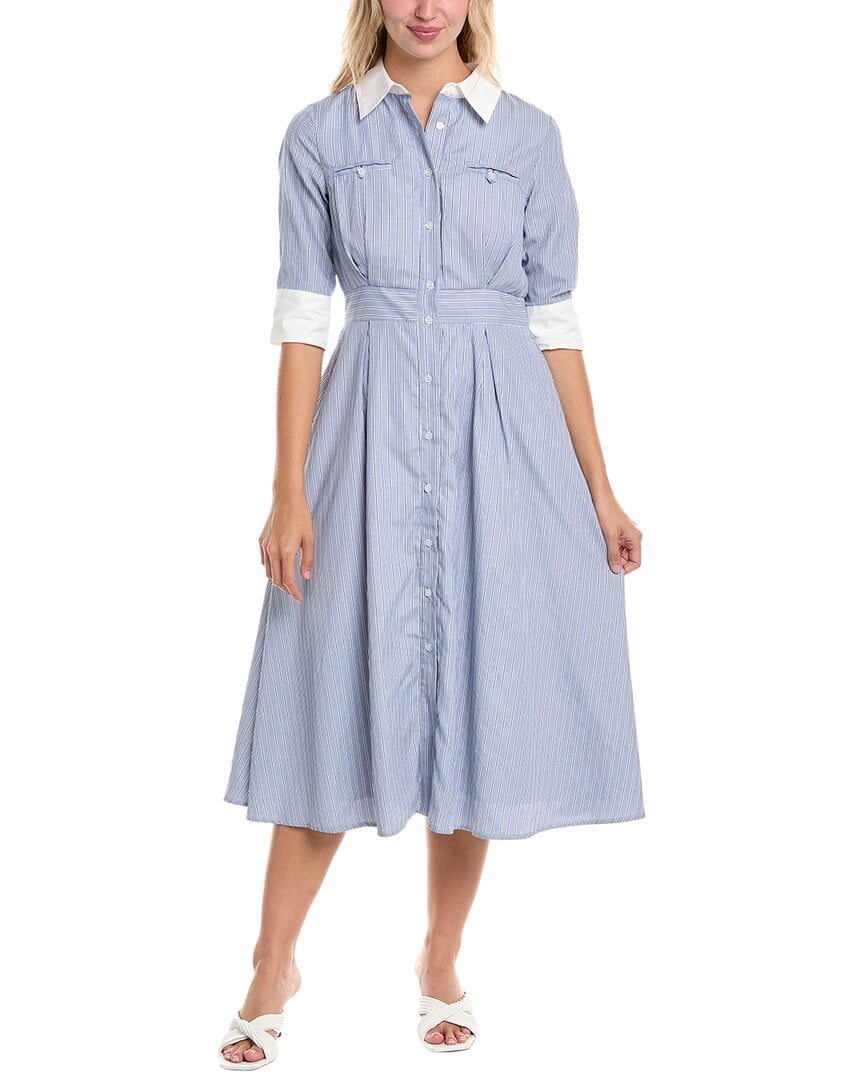 gracia shirt dress Zippered Denim Shirt Dress Denim / M