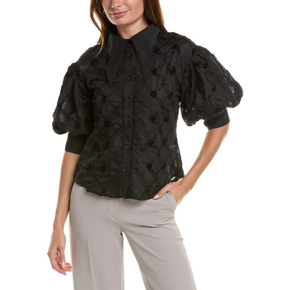 Gracia womens Puff Sleeve Top, m, Black