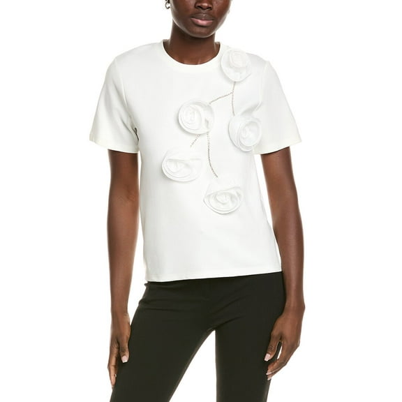 Gracia womens  Rose Applique T-Shirt, s, White