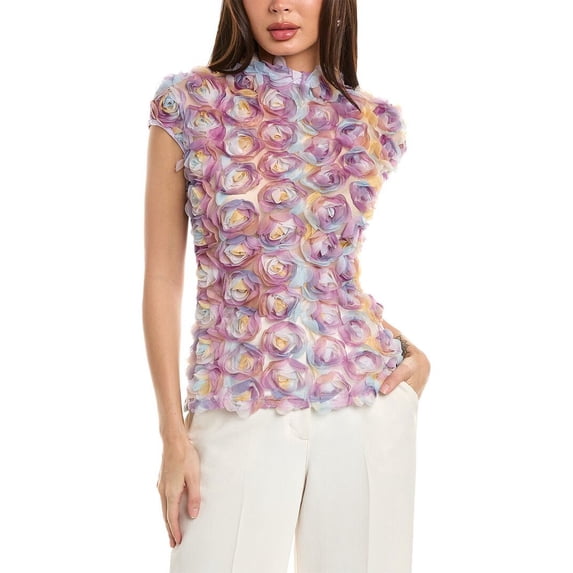 Gracia womens Rose Detail Cap Sleeve Top, s, Purple