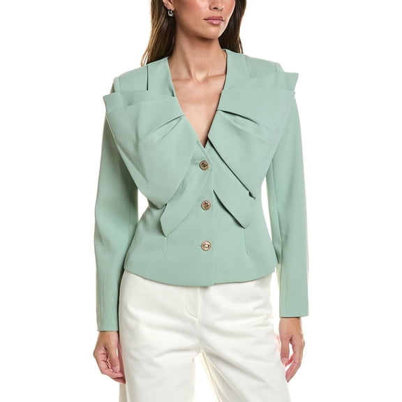 Gracia womens  Ruffle Front Jacket, s, Green