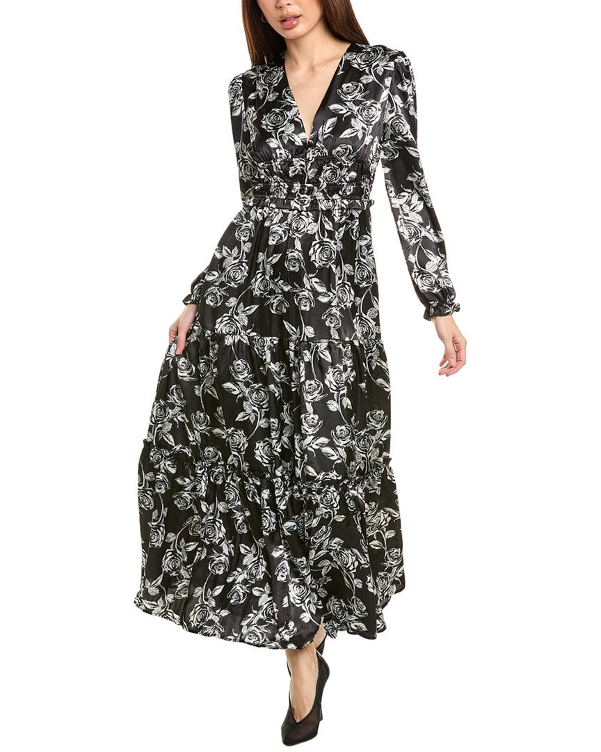 knee length dresses for ladies Gracia Paisley Print Long Sleeve V-Neck Maxi Dress D34795