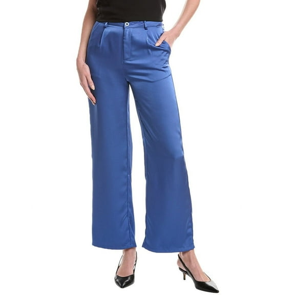 Gracia womens Satin Wide Leg Dress Pant, m, Blue
