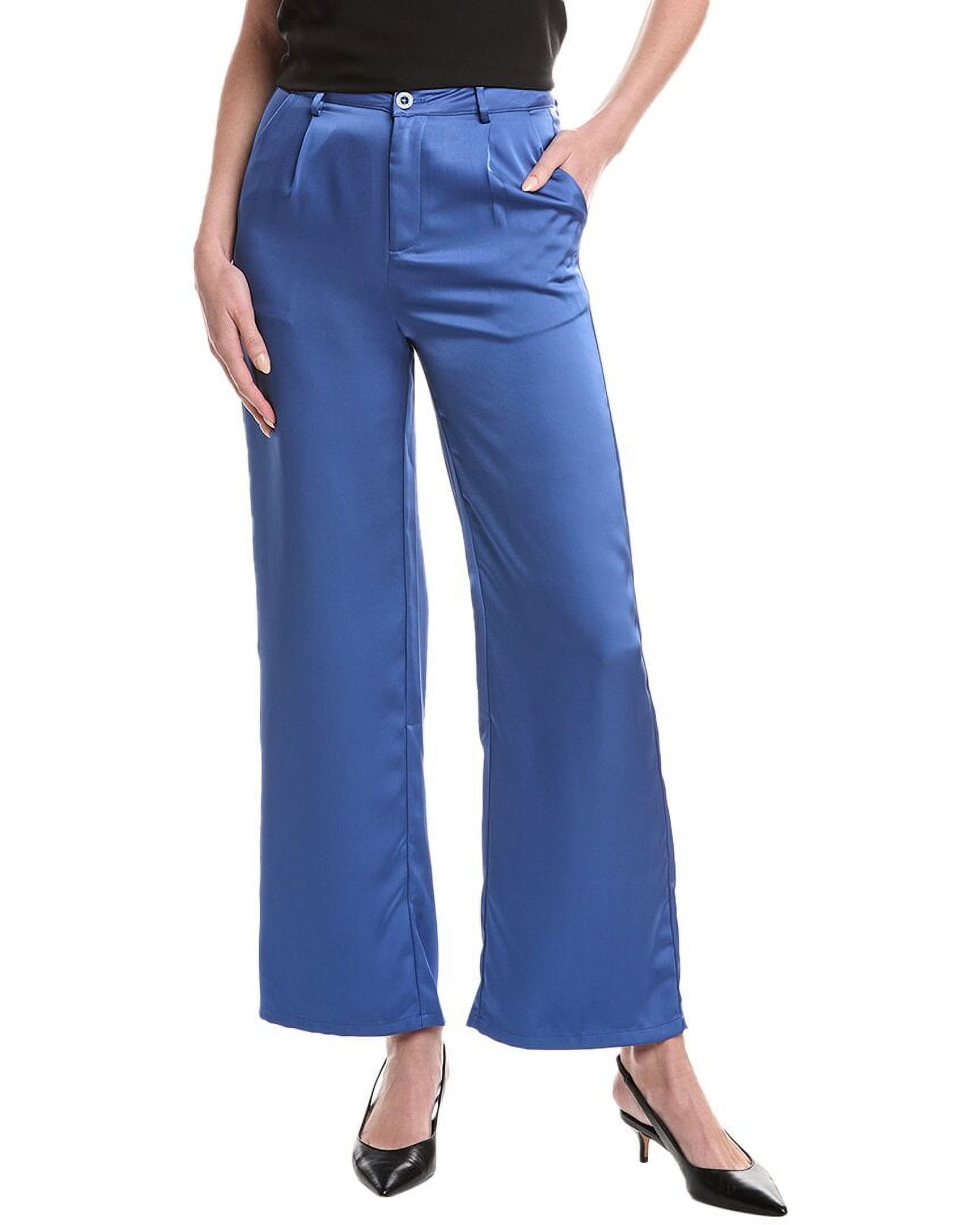 Gracia womens Satin Wide Leg Dress Pant, s, Blue - Walmart.com