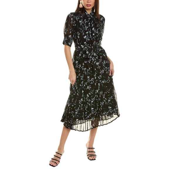 Gracia womens  Scarf Neck Midi Dress, L, Black