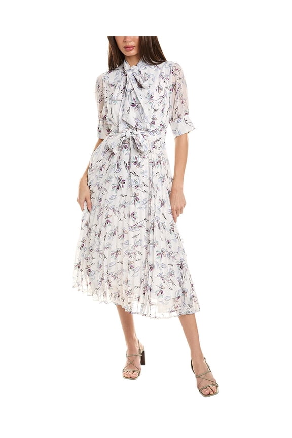 womens Scarf Neck Midi Dress, M