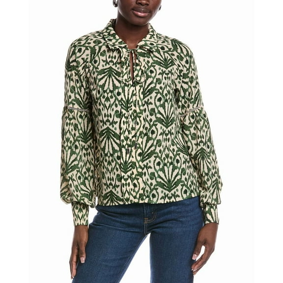 Gracia womens  Tie Neck Top, m, Green