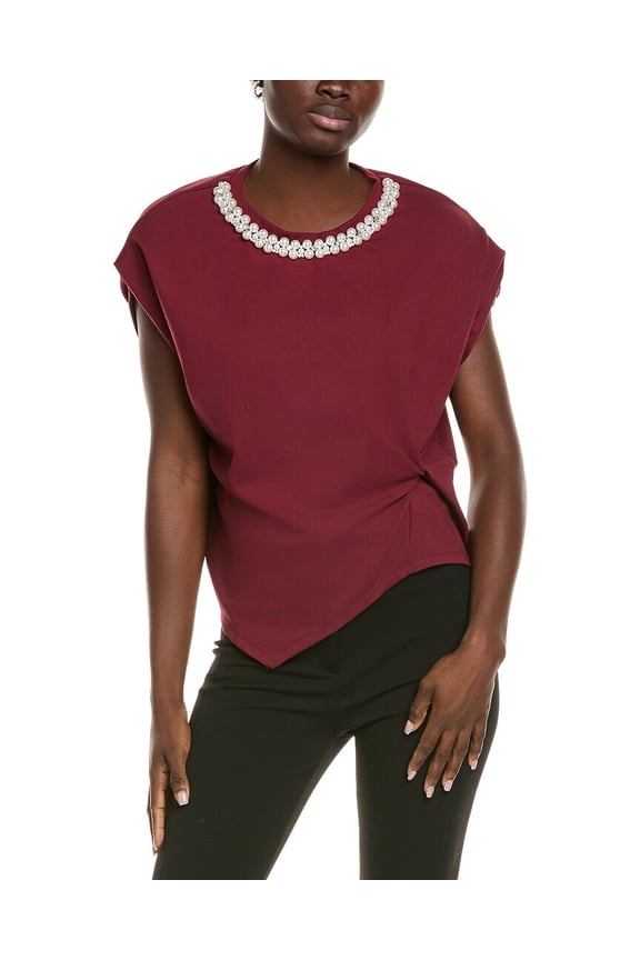 womens Twist Knot Top, l, Red