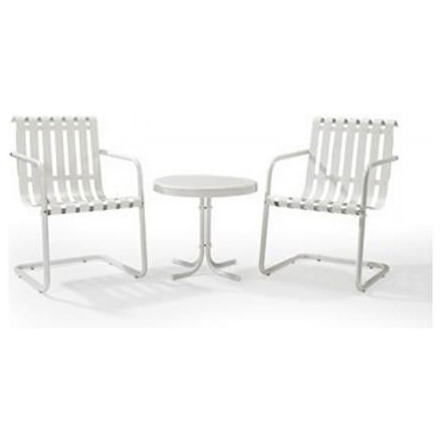Gracie 3 Piece Metal Outdoor Conversation Seating Set - 2 Chairs and Side Table in Alabaster White